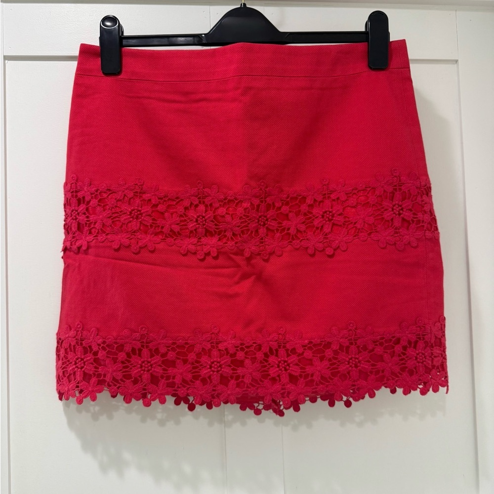 J.‎ Crew Factory Vibrant Red Floral Lace Mini Skirt